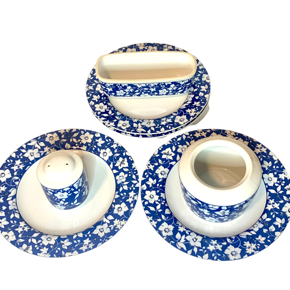 Pfaltzgraff Blue Meadows Floral Dish Set Blue White 7PCS Kitchen Serveware PGC